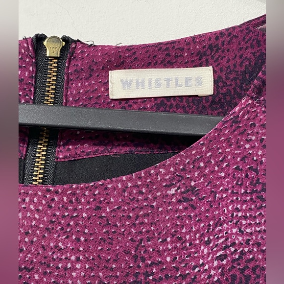 Whistles Silk Midi Dress Fully Lined i Plum Purple Reptile Patter 3/4 sleeve 6 - Picture 7 of 12